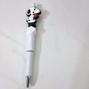 Peanuts Snoopy Heart  Beaded Writing Pen, Black Ink Pen, NEW